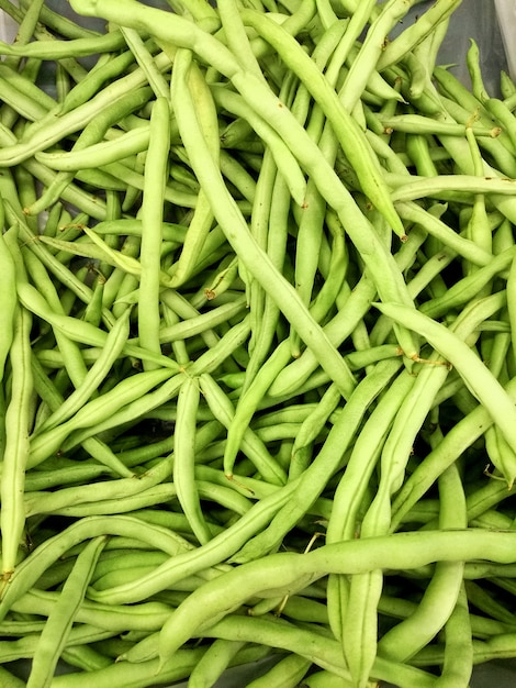 Photo haricot vert cru frais au supermarché