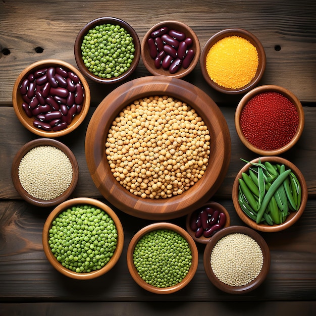 Photo haricots et légumes secs pour la cuisson aliments sains ai générés