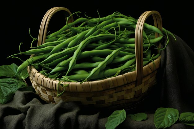 Des haricots verts croustillants Un régime alimentaire sain Générez de l'aï