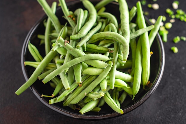 Photo haricots verts haricots frais de la récolte collation repas biologique sur la table copie espace arrière-plan alimentaire rustique