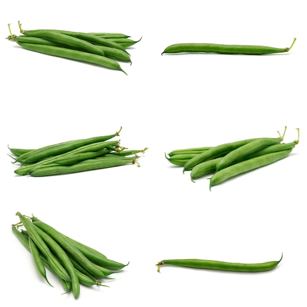 Haricots verts isolés sur fond blanc