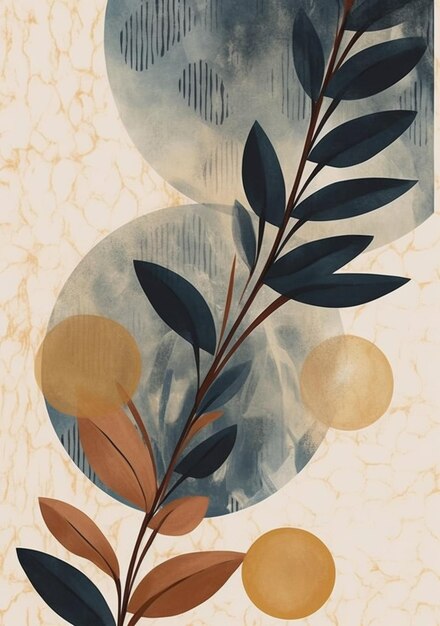 Harmonie botanique Illustrations florales minimalistes Foliage vintage et art de la nature abstrait