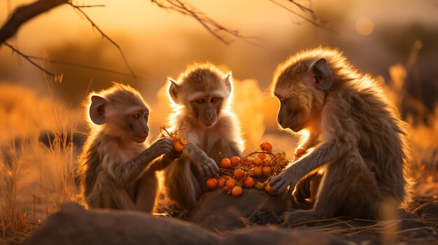 Photo l'harmonie du babouin dans le crépuscule africain