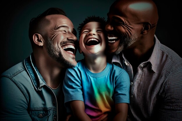 L'harmonie radieuse Un couple gay interracial Leur fils caucasien et la belle ferme de l'amour