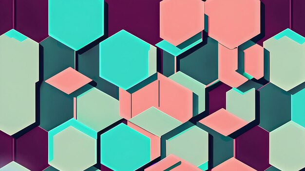 Harmonious Pastel Hexagon Wall Art Design contemporain minimaliste