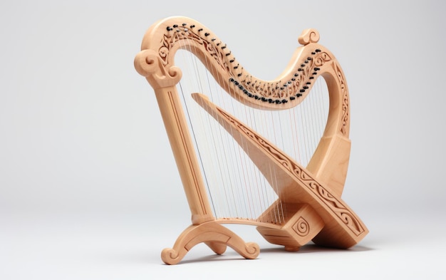 Harpe en bois à cordes