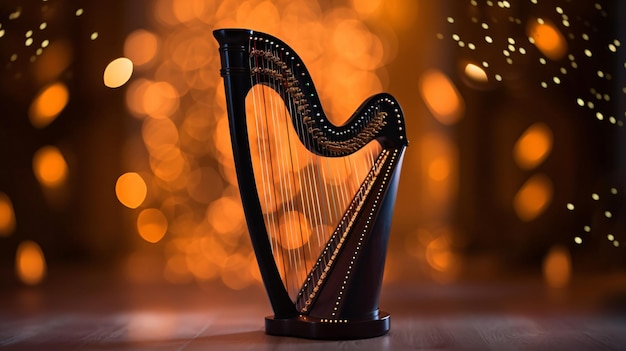 Harpe à instruments avec fond bokeh
