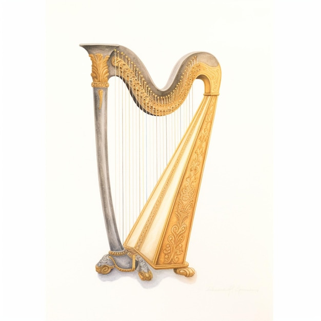 Harpe à l'intérieur de la salle de concert créée avec la technologie générative de l'IA