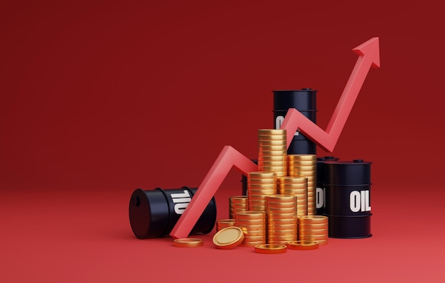 Hausse du prix du pétrole graphique en flèche croissance du pétrole brut en raison de la forte demande de l'industrie de l'énergie ou de l'essence