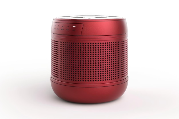 Un haut-parleur Bluetooth portable rouge isolé sur un fond blanc