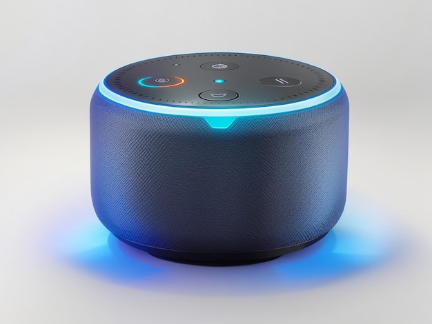 Haut-parleur à commande vocale Echo Dot avec accent néon bleu