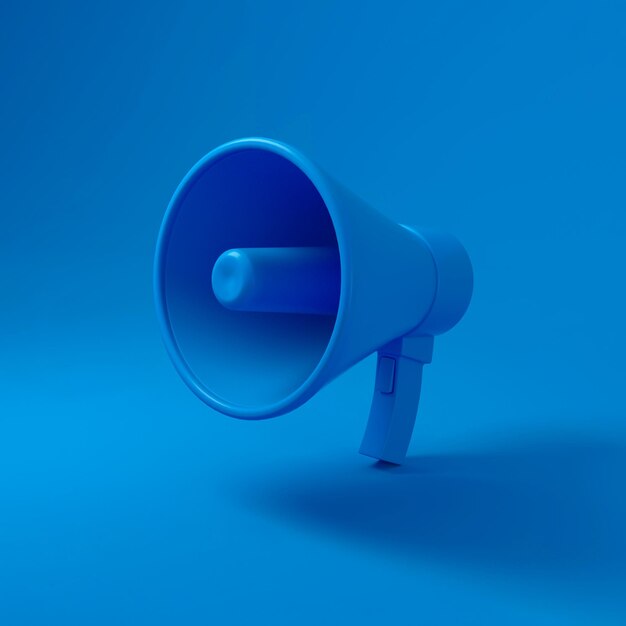 Haut-parleur mégaphone sur fond bleu