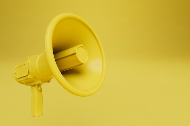 Haut-parleur Mégaphone Jaune Sur Fond Jaune Copier Coller Copie Espace Rendu 3d