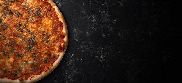 Photo le haut d'une pizza sur un fond sombre