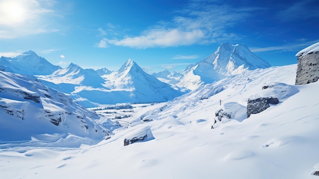 Haute montagne avec de la neige et un ciel bleu