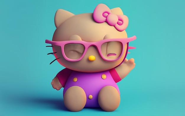 Photo haute qualité 3d mignon hello kitty rendu photo 3d