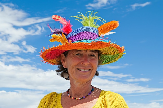 Les hauteurs plumées du succès Beaucoup de plumes dans sa photo de casquette