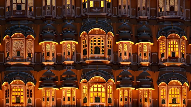 Le Hawa Mahal est magnifiquement éclairé la nuit.