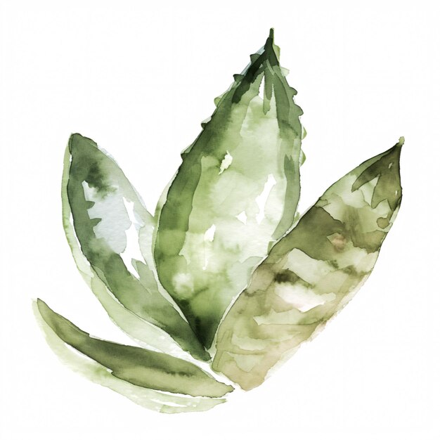 Haworthia laisse les plantes dans le style d'aquarelle illustration de Handawn