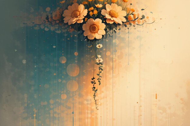 Hazy abstrait chrysanthème fleurs de tournesol conception entreprise affiche fond illustration