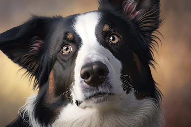 Head shot d'un Border Collie tricolore qui a deux ans