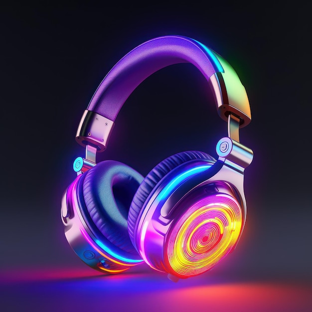 Headset coloré jouant sur un fond sombre