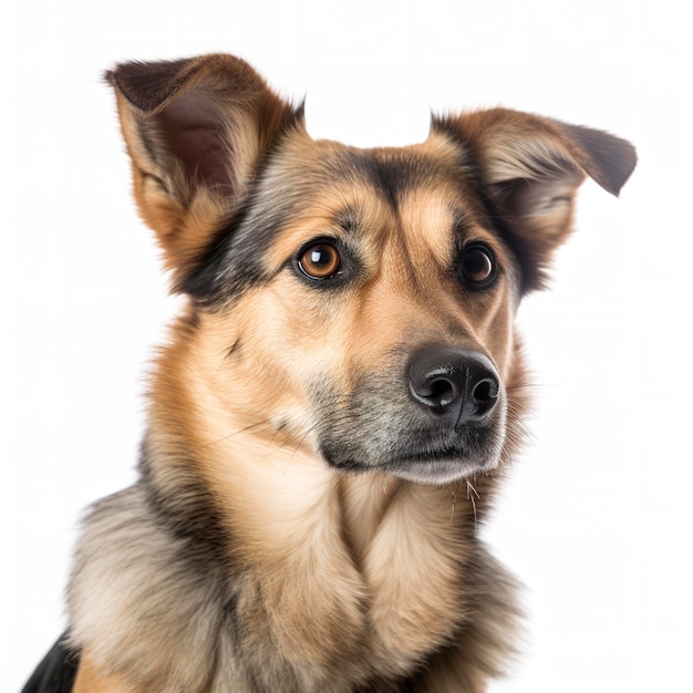 Headshoot chien isolé sur fond blanc générer ai