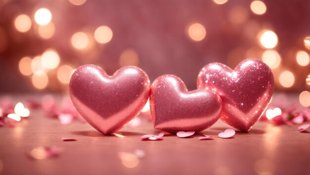 Hearts Aglow Un lit d'amour en Bokeh rose tendre