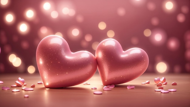 Hearts Aglow Un lit d'amour en Bokeh rose tendre