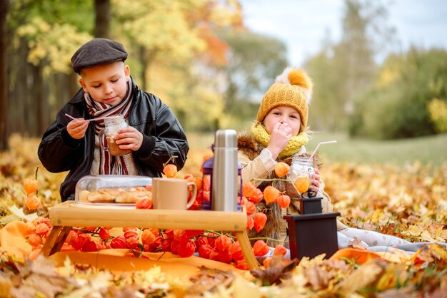 Héhé dans le parc d'automne.