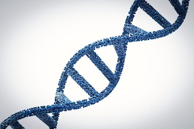 Hélice D'adn Bleue De Rendu 3d Ou Structure D'adn