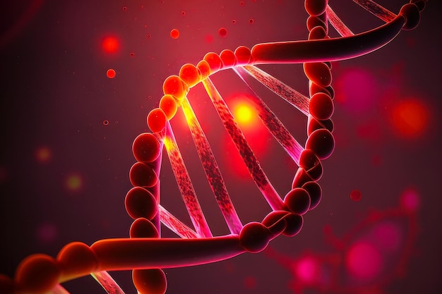 Hélice d'ADN humain représentée dans le liquide du corps