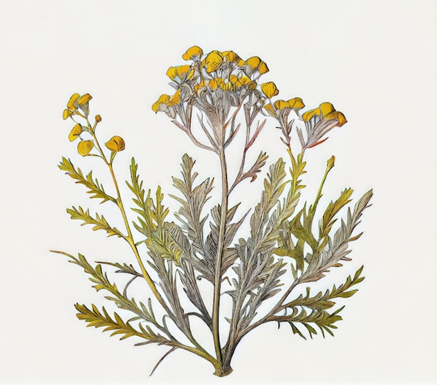 Helichrysum Immortelle Plante Médicinale Immortelle Fleur De Paille Illustration Abstraite AI Générative