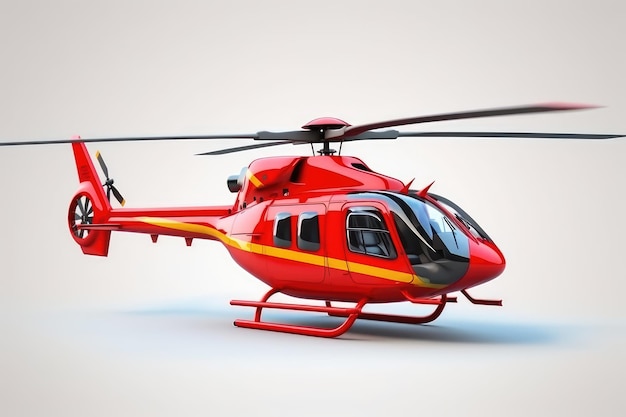 Hélicoptère de couleur rouge Service médical aérien Transport aérien AI généré