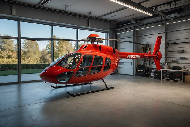 Photo hélicoptère dans le garage.