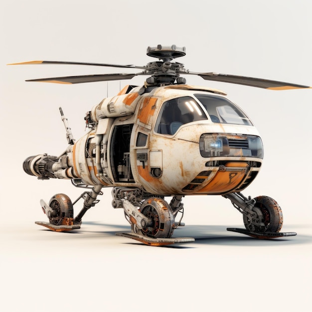 Hélicoptère militaire futuriste pour le jeu Illustration détaillée de la science-fiction