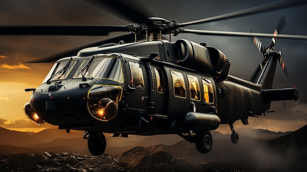 Hélicoptère à voilure rotative Black Hawk UH60