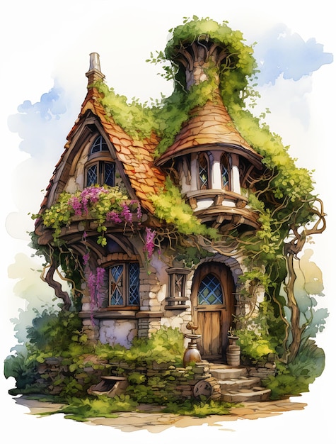 herba maison tour jardin toit arrondi princesse pittoresque technique naturaliste dessin animé adulte livre