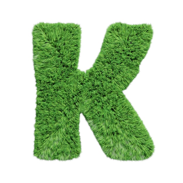 Herbe à base de plantes alphabet majuscule K. Isolé sur blanc illustration 3D.