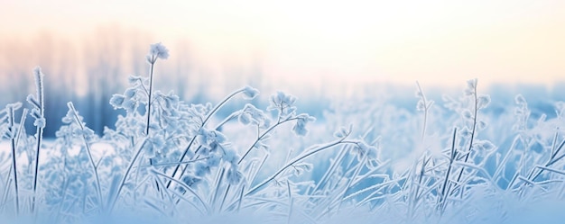 Herbe enneigée gelée hiver arrière-plan naturel abstrait beau paysage d'hiver