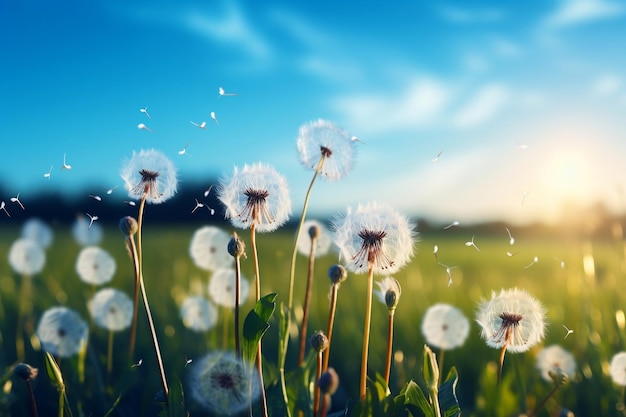 Herbe fraîche et marguerites en abondance AI générative