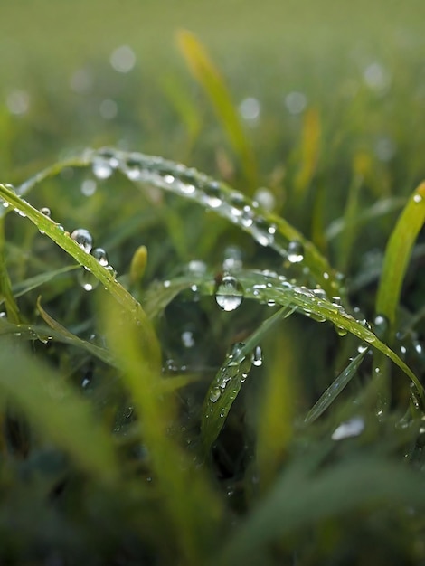 Herbe mouillée par la rosée