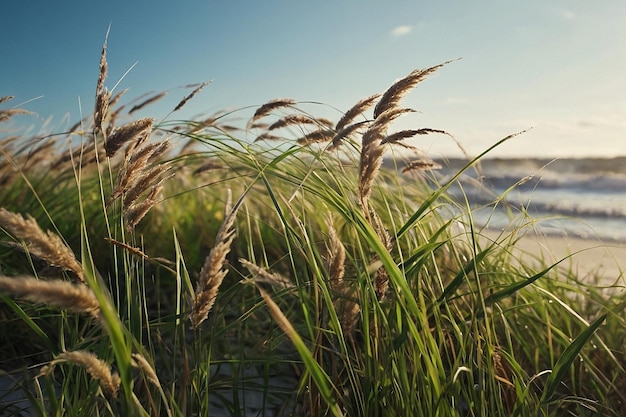 L'herbe de plage soufflant dans le vent