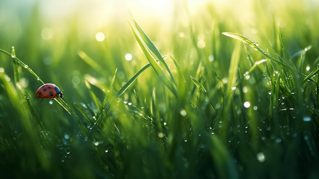 Herbe avec de la rosée sur l'herbe