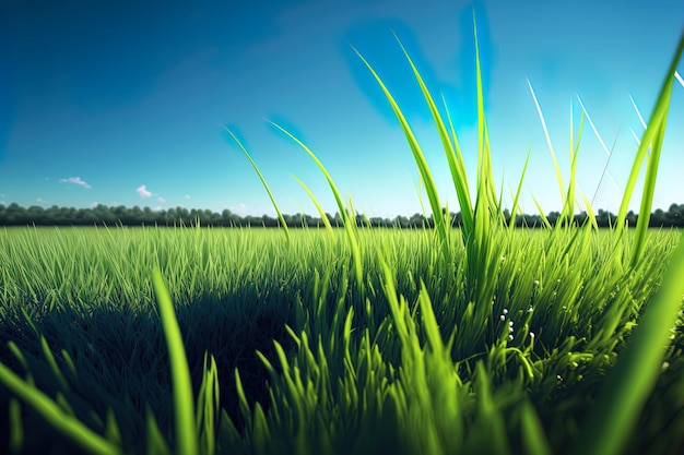 Herbe verte avec un ciel dégagé