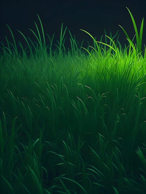 herbe verte dans l'obscurité ayant une lumière douce sur sa surface