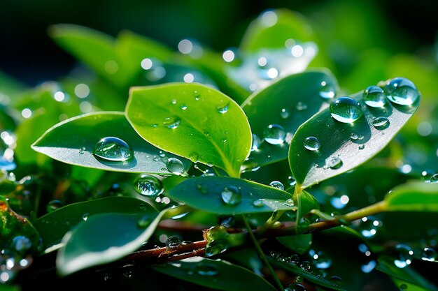 Photo de l'herbe verte avec des gouttes d'eau sur le sol