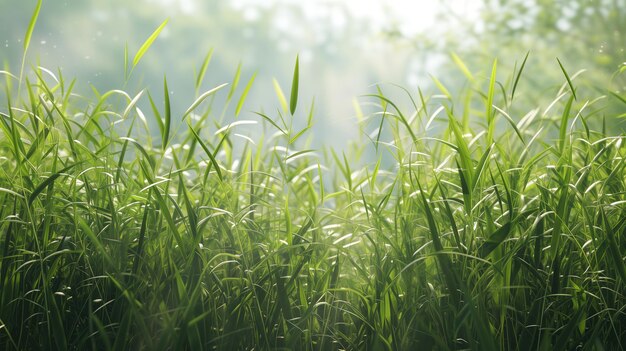 L'herbe verte à la lumière du matin Belle nature à l'arrière-plan avec un espace de copie