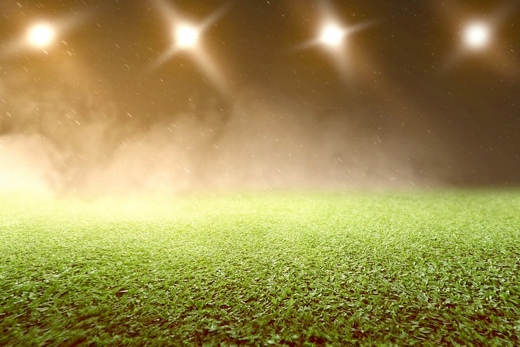 Photo herbe verte avec projecteurs