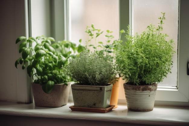 Herbes aromatiques en pot fraîches Generate Ai